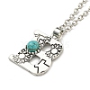 Letter A~Z Antique Silver Plated Alloy with Synthetic Turquoise Pendant Necklaces NJEW-G080-01B-2