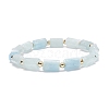 Natural Aquamarine Column Beaded Stretch Bracelet BJEW-JB08596-05-1