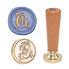 European Style Round Golden Tone Brass Letter Wax Seal Stamps PW-WG011B8-06-1