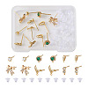 Fashewelry 12Pcs 6 Style Brass Micro Pave Cubic Zirconia Stud Earring Findings KK-FW0001-10-11