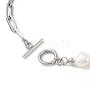 Natural Baroque Pearl Beaded Necklace with 304 Stainless Steel Paperclip Chains for Women NJEW-JN04108-6