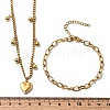 Heart 304 Stainless Steel Double Necklaces & Bracelets Sets for Women SJEW-F226-03G-3