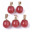 Top Golden Plated Natural White Jade Pendants X-G-T131-03R-1