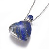 Natural Lapis Lazuli Openable Perfume Bottle Pendant Necklaces G-K295-A02-P-2