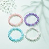 Natural Gemstone & Synthetic Crackle Quartz Round Beaded Stretch Bracelet for Women BJEW-JB08528-2