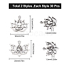 SUNNYCLUE 60Pcs 2 Style Tibetan Style Alloy Yoga Theme Pendants TIBE-SC0001-41-2