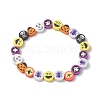 4Pcs 4 Styles Halloween Theme Flower Polymer Clay Beaded Stretch Bracelet Sets BJEW-JB10828-3