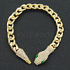 Alloy Green Rhinestone Cuban Link Chain Bracelets for Women WGC9FDE-05-1