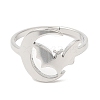 304 Stainless Steel Moon with Bat Adjustable Ring for Women RJEW-M149-04P-1