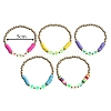 5Pcs Luminous Acrylic Heart & Plastic & Polymer Clay Heishi Stretch Bracelets Set HEAR-PW0001-123G-4