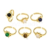 Natural Mixed Stone Finger Rings RJEW-Q822-52G-1