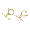 Brass Micro Pave Clear Cubic Zirconia Toggle Clasps KK-N259-22-1