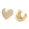 Brass Pave Clear Cubic Zirconia Stud Earrings EJEW-U005-09G-2