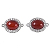 Natural Carnelian(Dyed & Heated) Oval Connector Charms KK-U043-50P-01-1