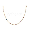304 Stainless Steel Enamel Colorful Heart Link Chain Necklaces for Women NJEW-JN05899-2