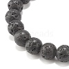 Natural Lava Rock Stretch Bracelet with Alloy Leaf Beads BJEW-JB08041-5