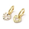 Heart Real 18K Gold Plated Brass Dangle Hoop Earrings EJEW-L268-038G-05-2