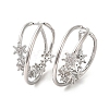 Clear Cubic Zirconia Criss Cross with Star Cuff Earring EJEW-H092-01P-1