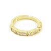 Rectangle & Flat Round Brass Micro Pave Clear Cubic Zirconia Adjustable Rings RJEW-G309-20G-2