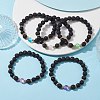 Natural & Synthetic Mixed Gemstone Round Beaded Stretch Bracelet BJEW-JB10009-2
