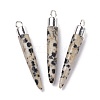 Natural Sesame Jasper Brass Pointed Pendants G-B025-02P-15-1