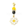 5Pcs 5 Styles Bees & Flower Alloy Enamel Pendant Decorations HJEW-TA00319-2