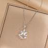 Flower Resin & Micro Pave Cubic Zirconia Pendant Necklaces NJEW-D288-02P-1