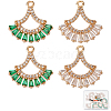 Beebeecraft 12Pcs 2 Colors Brass Micro Pave Clear & Green Cubic Zirconia Pendants KK-BBC0001-91-1