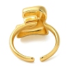 Initials Brass Open Cuff Ring for Women RJEW-N046-02E-G-3