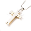 Alloy Cross Pandant Necklace with Ball Chains NJEW-K245-001C-3
