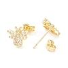 Clear Cubic Zirconia Bees Stud Earrings EJEW-P196-09G-2