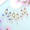 Natural Quartz Crystal Teardrop & Lampwork Mushroom Chandelier Earrings EJEW-SW00018-01-5