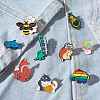 9Pcs 9 Style Fox & Bee & Elephant & Dinosour & Mushroom & Avocado Enamel Pin JEWB-SZ0001-71-5