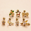 Brass Micro Pave Clear Cubic Zirconia Flower Cartilage Earrings WG7D5C2-03-1