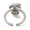 Initials Brass Open Cuff Ring for Women RJEW-N046-02T-P-3