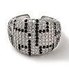 Rack Plating Brass Micro Pave Cubic Zirconia Wide Cuff Rings for Women RJEW-G323-04P-2