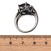 Heart Brass Micro Pave Cubic Zirconia Finger Rings FS-WG4D14B-07-3