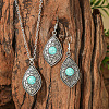 Bohemian Style Zinc Alloy & Synthetic Turquoise Pendant Necklaces & Dangle Earrings Sets WG40DB6-08-1