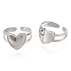 Non-Tarnish 304 Stainless Steel Heart Cuff Rings RJEW-N038-118P-2