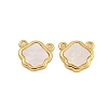 Rack Plating Brass Pave Natural Shell Flower Charms KK-C074-53G-1