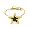 Ion Plating(IP) Star 304 Stainless Steel Enamel Ring RJEW-A038-17G-01-2