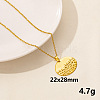 304 Stainless Steel Flat Round Pendant Necklace for Women SM6724-10-1