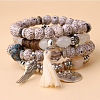 Bohemin Style Natural Moon and Star Xingyue Bodhi Beads Stretch Bracelet Set WG2BA1D-02-1