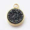 Electroplated Natural Druzy Agate Charms G-P321-04G-D-1