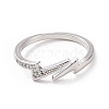 Clear Cubic Zirconia Lightning Bolt Open Cuff Ring RJEW-I094-01P-2