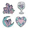 4Pcs 4 Style Heart & Flower & Moon & Wine Glass Enamel Pin JEWB-FS0001-04-1
