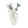Handmade Lampwork Birthday Flower & Vase Set for Tabletop Display LAMP-D007-002B-1