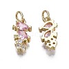 Brass Micro Pave Violet & Clear Cubic Zirconia Charms ZIRC-S067-004-NR-2