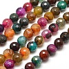 Dyed Natural Agate Faceted Round Beads Strands G-E268-22-1