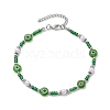 Handmade Evil Eye Lampwork & Glass Seed Beaded Anklets AJEW-AN00573-4